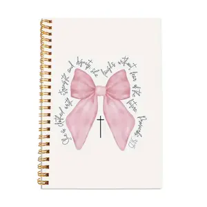 "Christian Daily Devotional Journal, 5.5×8.3in Faith Reflection Notebook with Bow Design, 50 Pages for Prayer, Scripture Notes, and Spiritual Growth at Home or Church"