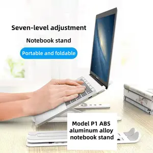 1 Adjustable Raising Laptop P1 Stand: Portable Foldable Desktop Riser with Adjustable Height and Bottom Heat Dissipation, Practical Design, Easy to Store and Space-Saving, Compact Storage, Suitable for Students, Professionals, Home/Office Work Scenarios