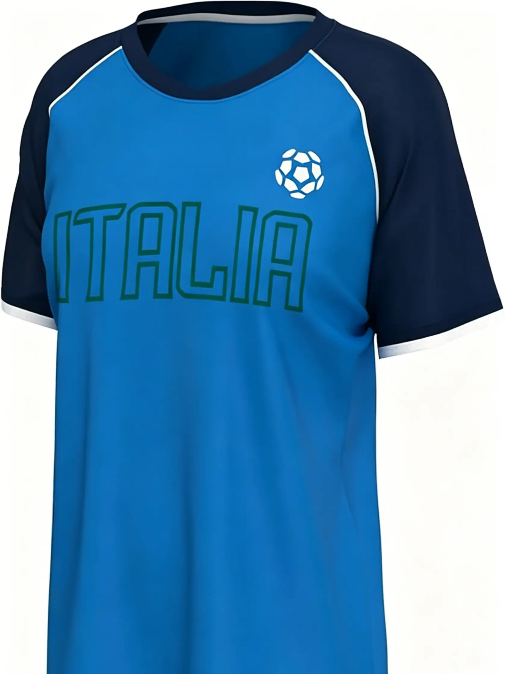 Unisex Italia 2026 Soccer Jersey, Breathable Polyester Mesh Top with Team Graphics, Moisture-Wicking Raglan Sleeve Sportswear for Training & Watch Parties, Soccer Fashion, Athletic Fit, Football Fashion
