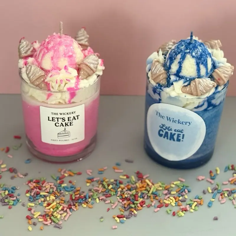 Birthday Cake Candle: Hand-Poured Dessert Candle with Whipped Wax Topping
