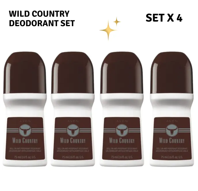 Wild Country Roll-On Deodorant By AVON Set 4-Pack Long-Lasting Fresh Protection Wild Country Roll-On Deodorant By AVON Set 4-Pack Long-Lasting Fresh Protection