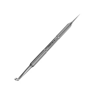 Staleks Pro Cosmetology Double-Ended Tool Expert 21 Type 4 – Large-Hole Uno Spoon & Vidal Needle – Stainless Steel Blackhead Remover – Pimple Extractor Tool