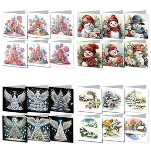 6pcs/set Diamond Art Painting Christmas Cards, Greeting Cards Kit - Angel, Snowman Design For Expressing Warm Wishes & Best Wishes, Perfect For Family, Friends - Handmade Craft Gifts for Xmas and New Year Festival and Holiday