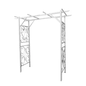 FixtureDisplays® White Metal Arbor Arch Wedding Garden Trellis Climbing Planting Patio Decor 80" Wide X 39" Deep X 86" High, Inside Door Width 59"  10017-white-NF