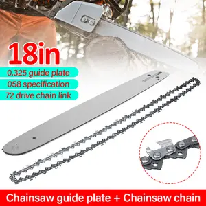 1 Set 18in/20in Chainsaw Chains And Chainsaw 0.325 Guide Plate Set, 72/76 Drive Chain Links, Durable Metal Replacement Chains, Compatible With Cordless Chainsaws, Suitable For Garden Trimming And Cutting Wood