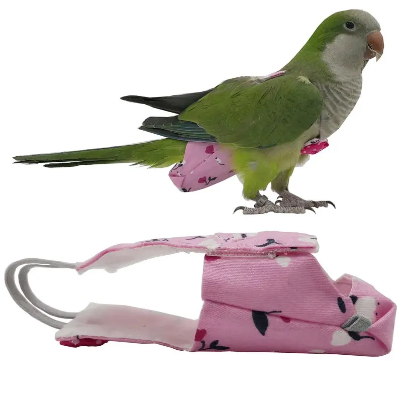 Washable Synthetic Pet Bird Flight Suit Diaper with Bowtie, Cute Fruit-Floral Design, Multi-Size for Small-Medium-Large Cockatiels & Pigeons, All-Seasons Small Pet Clothing Supplies (Style 1), No, S
