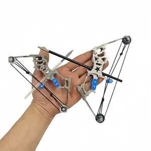 Mini Compound Bow and Arrow Pulley Bow and Arrow Reverse Bow and Arrow Weapon Small Bow Archery Stainless Steel Metal High Power Bow