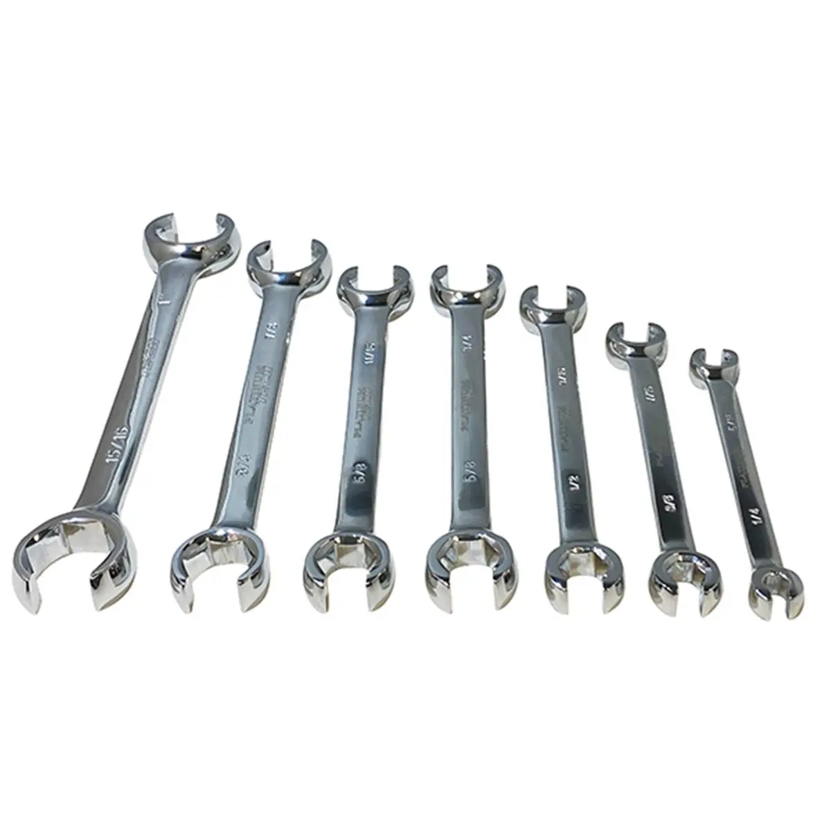 212 MAIN 7-Piece ANSI Standard Chrome Vanadium Steel SAE Flare Nut Combination Wrench Set, Offset Head, Flare Grip Design