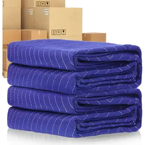 2 Pcs 40 x 72 Inches Heavy Duty Moving Packing Blankets Professional Quilted Padded Shipping Furniture Pads for Furniture Protection (Blue)