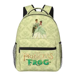 Princess and the frog School Backpack Princess tiana Cartoon Bookbag with Adjustable Shoulder Straps Princess and the frog decorations Lightweight Fashion Daypack, Ideal Back to School Holiday Gift for Boys Girls