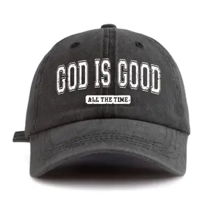 1 Piece "GOD IS GOOD" Printed Washed Baseball Cap, Simple Fashion Soft Sweatband, Adjustable Size, Lightweight Multifunctional Vintage Dad Hat, Suitable for Outdoor Sports, Daily Wear, Parties, Vacations, Perfect Gift for Family and Friends