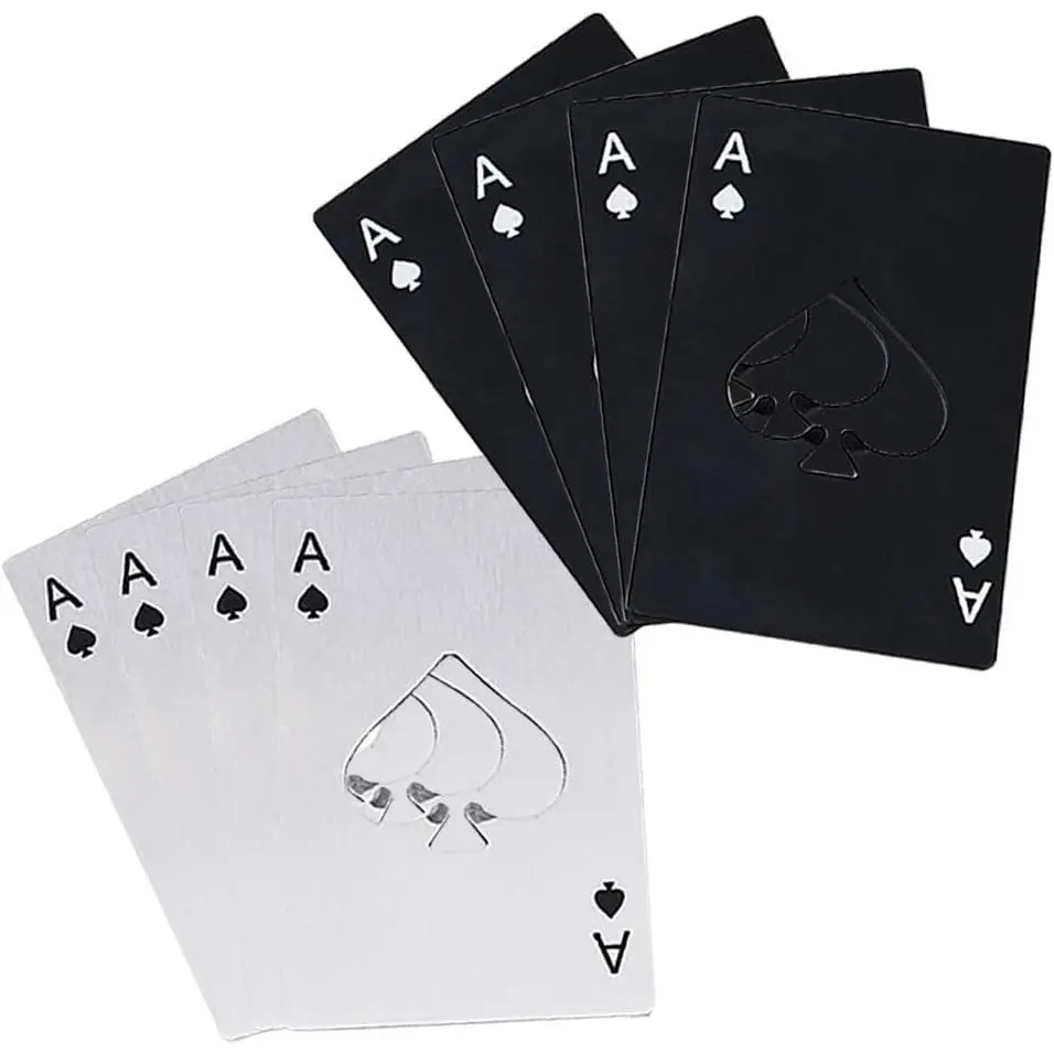 Ace Of Spades Bottle Opener Credit Card Size Pocker Cap Opener Portable Stainless Steel Can Opener (8 Pack Black & )