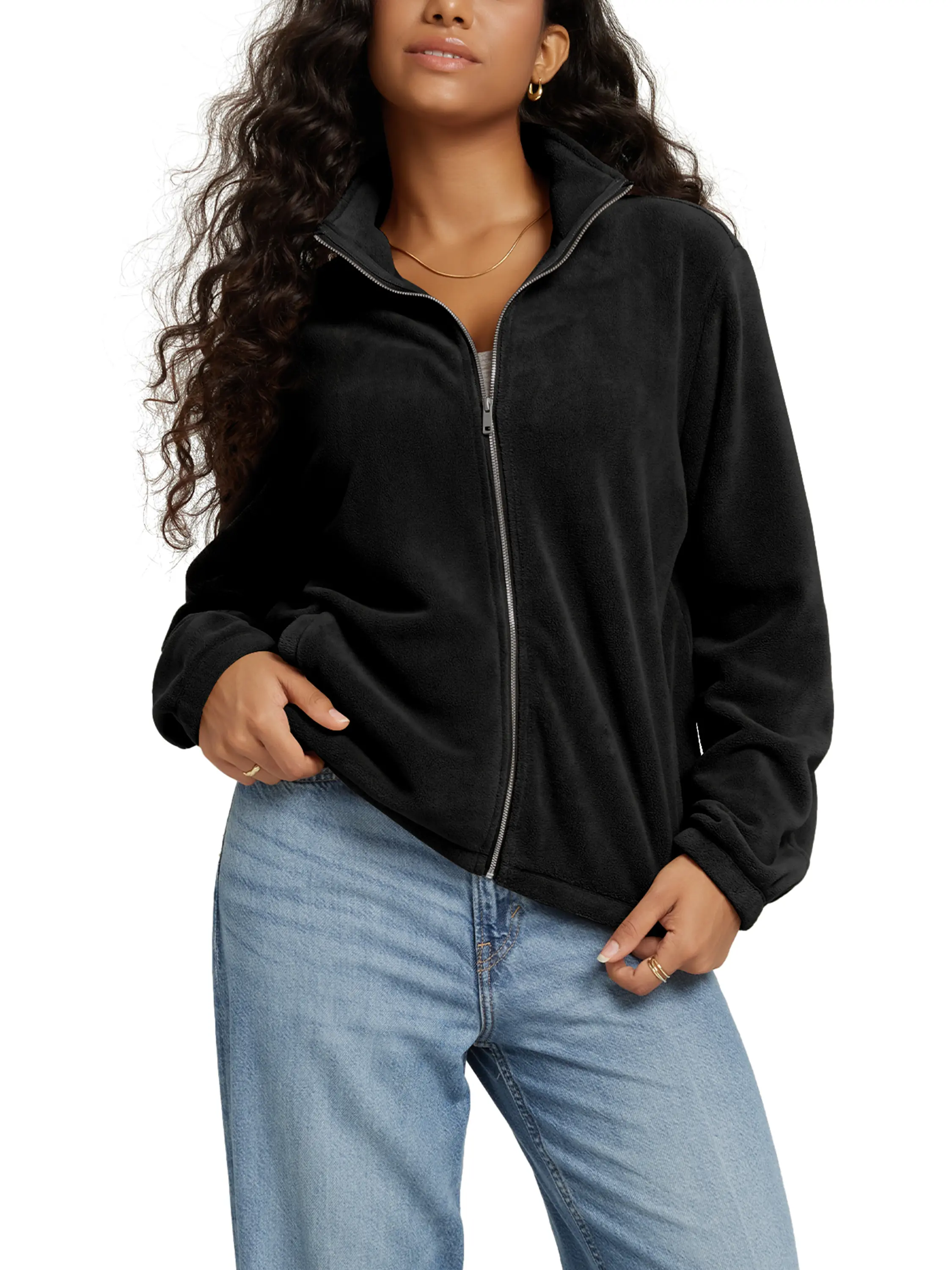 ODODOS Women's Polar Fleece Full-Zip Jacket – Soft Warm Winter Essential Long Sleeve Outerwear with Pockets summerwins