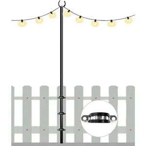 Outdoor String Light Pole, 10 FT Heavy Duty Light Stand Hanger Pole for Outside Deck Fence Railing Backyard, Patio, Christmas, Wedding, Party (1 Pack)