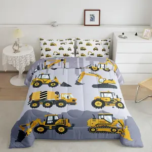 Construction Comfortable Bedding,Tractor Bed Comforter Set,Cartoon Truck Car Luxury Bedding Set,Super Soft Designer Bedding Sets