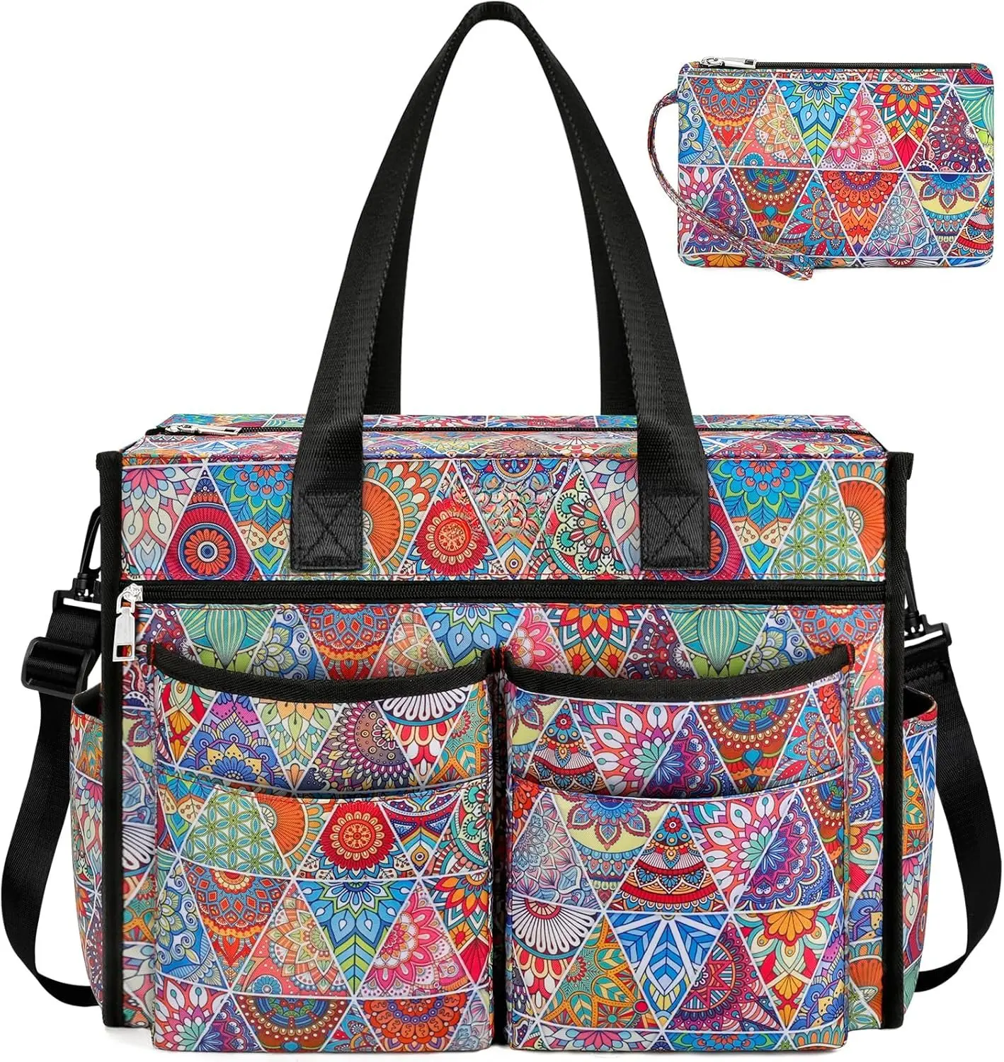 Utility Tote Bag for Women with 15/18 Pockets - Large Teacher Tote Bag with Zipper Compartment Nurse Bags for Work