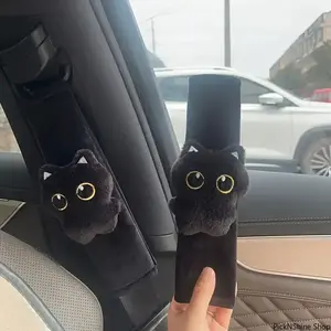Cute Cat Seatbelt Shoulder Pad, Durable Comfortable Fabric Car Interior Decor, Universal Soft Seat Belt Protector for Adults and Kids