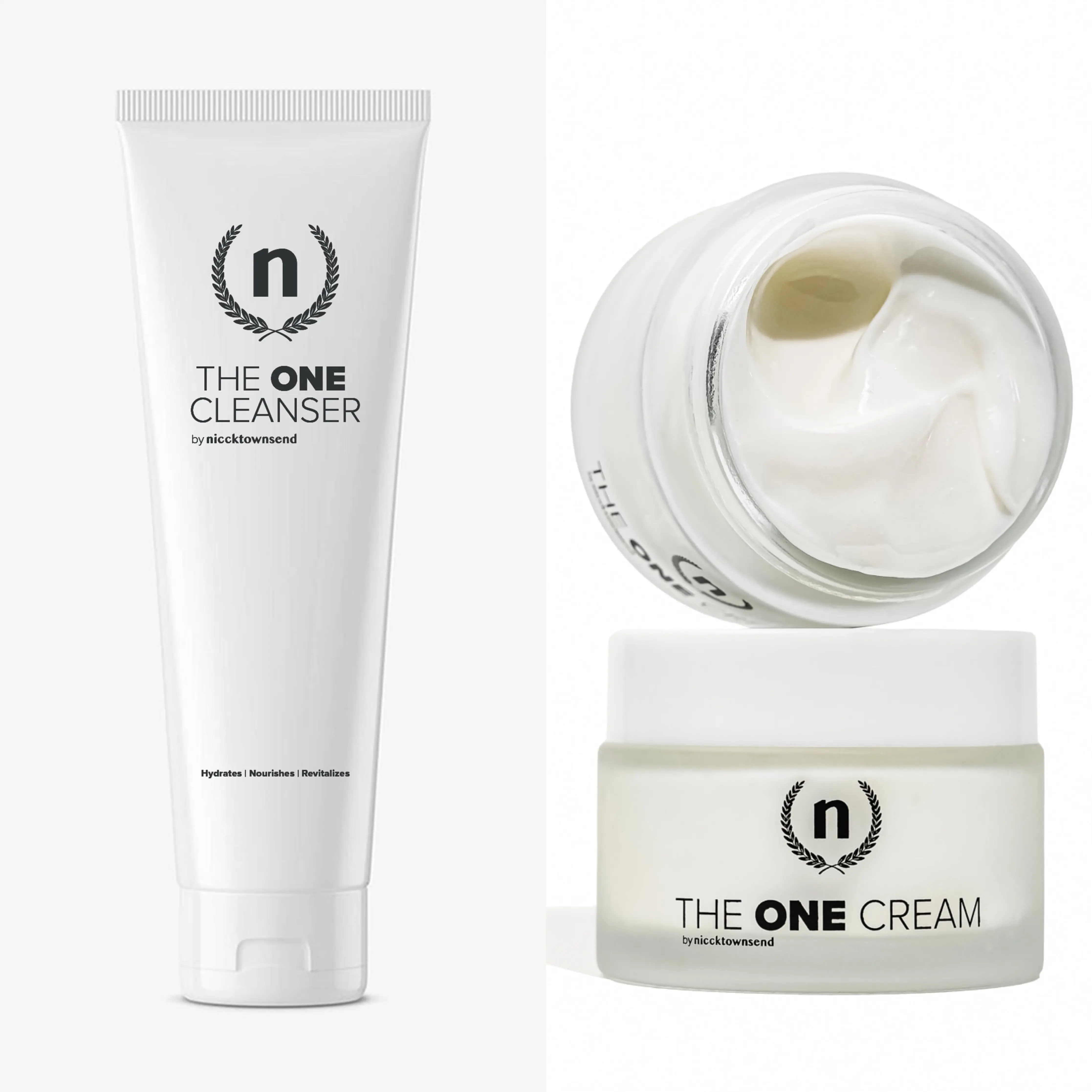 Niccktownsend Radiance Duo Gentle Facial Cleanser & Nourishing Cream - 100ml Cleanser, 15ml Cream, Natural Base, Oily Skin, Moisturizing, Skin Repair, Flower Skincare with Hyaluronic Acid for Daily Use