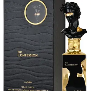 Lattafa His Confession for Men Eau De Parfum Spray 3.4 Ounce 100 Ml - Bold Oriental Woody Fragrance with Mandarin Cinnamon & Lavender Top Notes Warm Sensual Scent