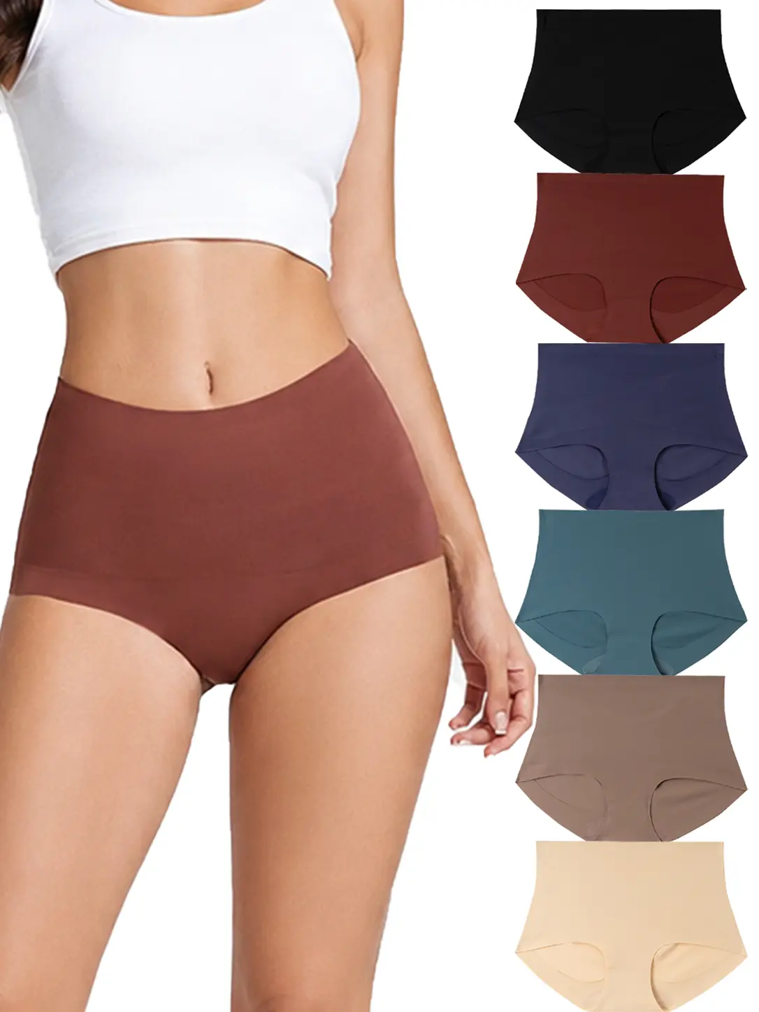 Women's Shapewear Panties, 4-Pack Seamless High-Waist Polyamide Blend with Tummy Control, Slimming & Hip-Lifting for Wedding, Plus Size S-XXL