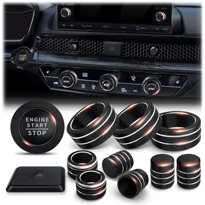 Suitable for Honda Civic 2022-2026 Accessories, CRV 2023-2026 and Acura 2023-2025 (Compatible with 7inch Screen/2 Audio Knobs), 12-Piece Knob Cover Set - Hazard Light, Start Button, Audio, Air Conditioning, and Air Vent (Black)