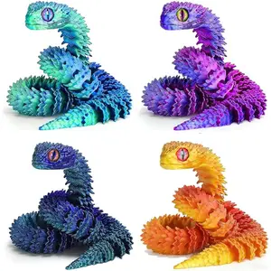 With flexible 12 inch design this 4 pcs set of 3D printed snake toys is a 3D printed animals perfect for Easter eggs filled Easter basket stuffers essentials as 3D snake fidget toys for ADHD stress relief and Christmas home desk decor