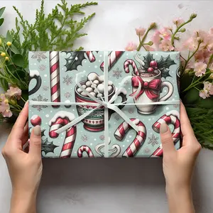 Candy Canes and Hot Cocoa Wrapping Paper I Christmas Gift Wrap I Holiday Gift Wrap I Wrapping Paper 30x36, 30x72, 30x180 GPT