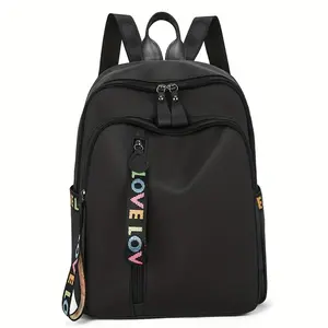 Unisex Backpack - Stylish Black Nylon Laptop Bag with Adjustable Straps, Multiple Pockets & Tassel Detail, Perfect for Travel Backpacks, or Casual Use, Casual Daypack | Trendy Backpack | Secure Zipper Closure