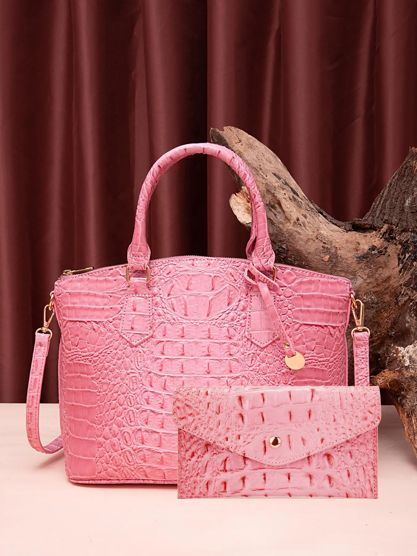 Women's Fashionable Crocodile Embossed Handbag & Wallet, Casual Versatile Shoulder Bag Set for Daily Used, Trendy High-quality Daily Commuting Bag Uni