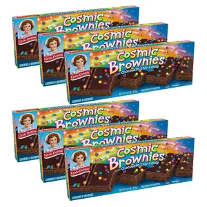 Little Debbie Cosmic Brownies, 6 Boxes, 36 Individually Wrapped Chewy Chocolate Brownie Snacks with Crunchy Candy Coating