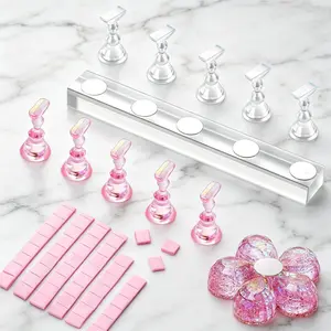 Magnetic Nail Practice Stand for Acrylic Nails, Reusable Nail Holder Base, Manicure Display Tool for Beginners & Professionals