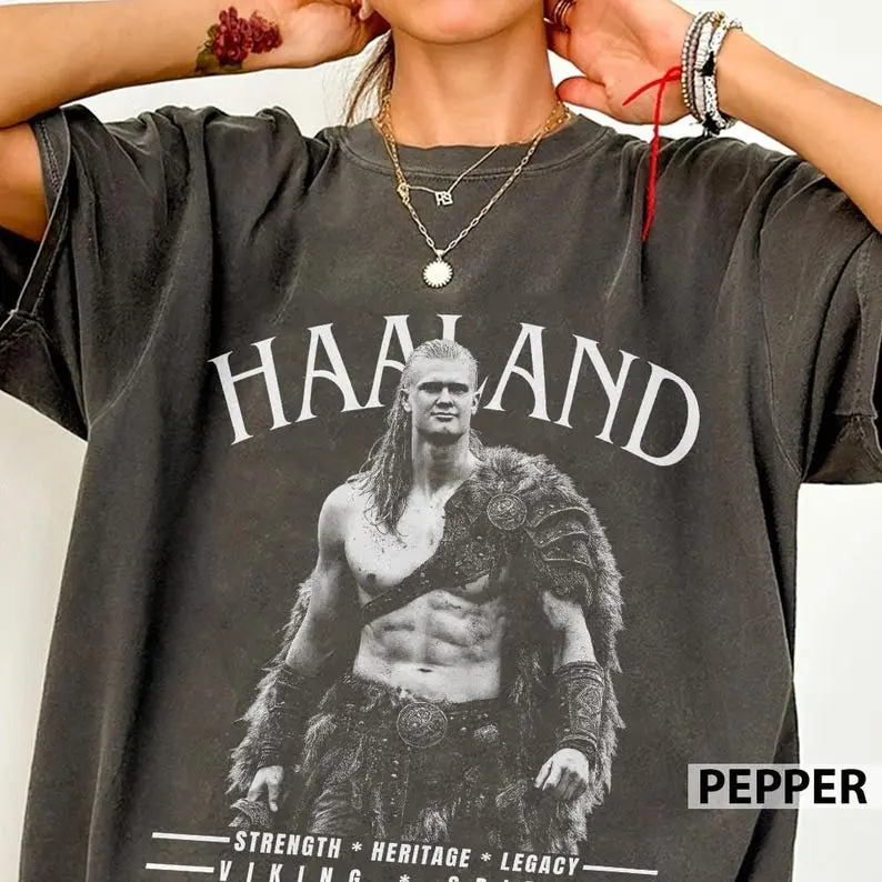 Comfort Colors Vintage 90s Haaland Vikings Shirt, Erling Haaland Shirt, Norway Soccer Shirt