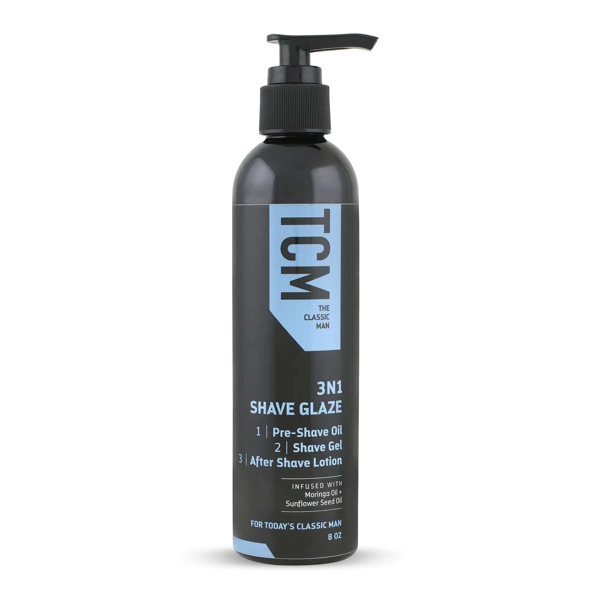 TCM 3N1 Shave Glaze, Pre-Shave Oil, Shave Gel, & After Shave Lotion, 8oz