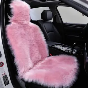 Faux Sheepskin  Seat Cover-Fluffy Fuzzy Soft Auto Seat Cushion for Automotive Universal Fits   SUV  Minivan, Women 1 count (Rose Pink)