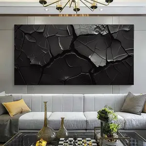 1pcs framed canvas painting - modern charcoal black crackle texture canvas painting art room, modern canvas poster, bedroom and living room decoration