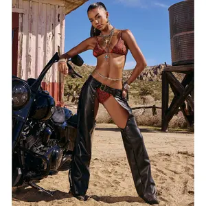 Outlaw Mood Faux Leather Fringe Chaps