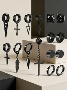 16-Piece Magnetic Stainless Steel Ear Cuffs Set, Various Colors Available, Perfect for Daily Wear or Parties, Ideal Gift for Friends and Family