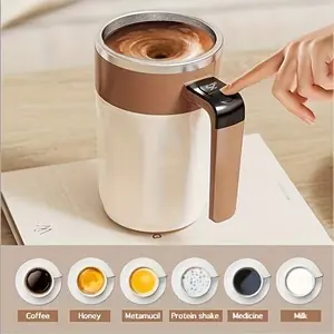 Office Water Ceremony Electric Stirring Cup Cream, One-Button Mix Hot Cocoa, Dustproof Portable Lid, Individual Use