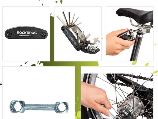 ROCKBROS Bike Tool Kit with Tire Pump, Multi-Function Tool, Patches, Portable Repair Bag ROCKBROS Bike Tool Kit with Tire Pump, Multi-Function Tool, Patches, Portable Repair Bag