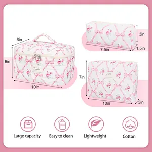 Large Capacity Commuter Backpack Eco-friendly Vacuum-sealed Packaging Easy to Clean Lightweight Cotton Material floral pattern multifunctional makeup organizer