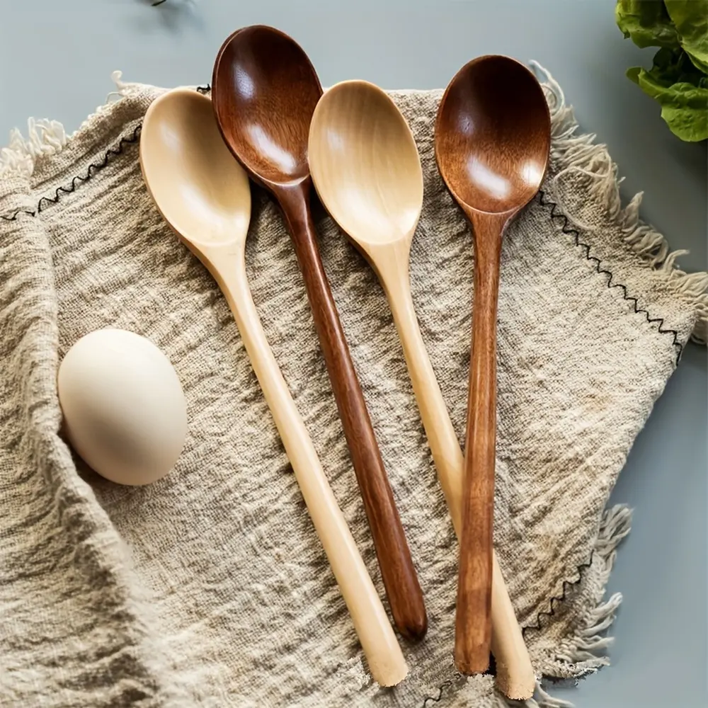 2025 HOT 1/2/4count 9-Inch Long Handle Wooden Spoon for Cooking and Baking - Japanese Schima Superba Wood - Kitchen Utensil for Soup Mixing and More