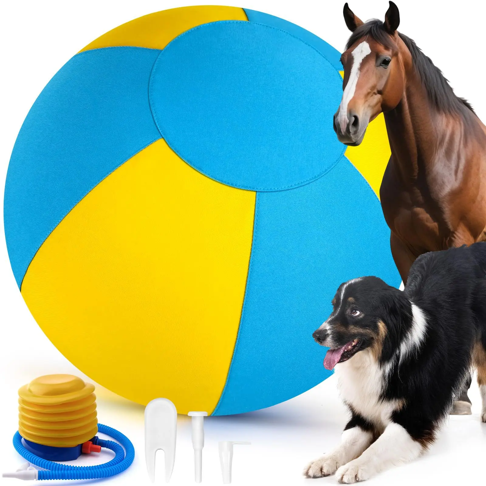 Outdoor Inflatable Dog Ball Toy Set, Bite-Resistant Polyester Blend Chew Toy for Large Dogs – Outside Outdoor Activities, Mental Stimulation & Safe Play Training Self-Play Accessories