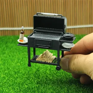 Mini BBQ Grill, Dollhouse DIY Accessories Model, Model House Outdoor Scene Decoration Ornaments and Photography Props, Miniature Landscape Handmade Crafts, Pretend Play Props, Perfect Gift Choice for Festivals