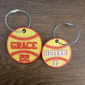 Custom Softball Name Bag Tag Keychain - Great For Girls Softball Team Gifts For Softball Fans Kids Sports Team Party Favors Bag Accessory