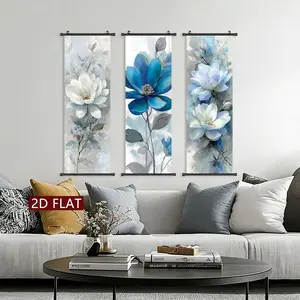 Flowers Pattern Canvas Hanging Painting, 3 Counts Modern Wall Art Painting, Wall Art Decor for Home Interior Living Room Bedroom Office, Ornaments, Indoor Decoration