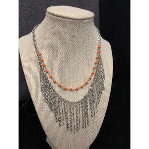 Fierce in Fringe - Orange Necklace - Paparazzi