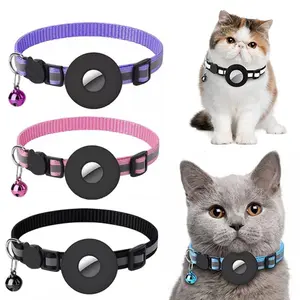 Reflective Airtag Collar Holder – Waterproof Protective Case for AirTag, Nylon Pet Collar Accessory for Dogs & Cats (Multiple Colors)