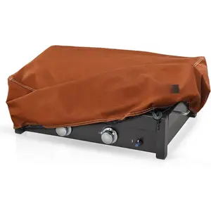 Griddle Cover for 22 Inch 17 Inch Tabletop Griddle,  Heavy Duty Portable Table Top 2-Burner  Grill Cover for Cuisinart, Monument, Pit Boss, Royal Gourmet, Brown