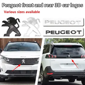 Peugeot Front & Rear Emblem, Trunk Badge Sticker, 3D Logo + Letter Decal, Waterproof, Sunproof, Wear-Resistant, Scratch-Proof, Strong Adhesive, Compatible with 2008, 3008, 4008, 5008, 208, 308, 408, 508 and Other Models