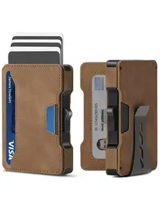 Men's Leather Wallet with RFID Blocking, Multi-Card Slots, Metal Card Holder, Trifold Card Holder, All-Season Use, Secure and Durable Design